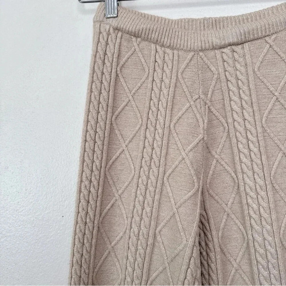 Lulus Womens Xsmall Welcoming Warmth Beige Cable High Rise Wide Leg Sweater Pant - Picture 4 of 12